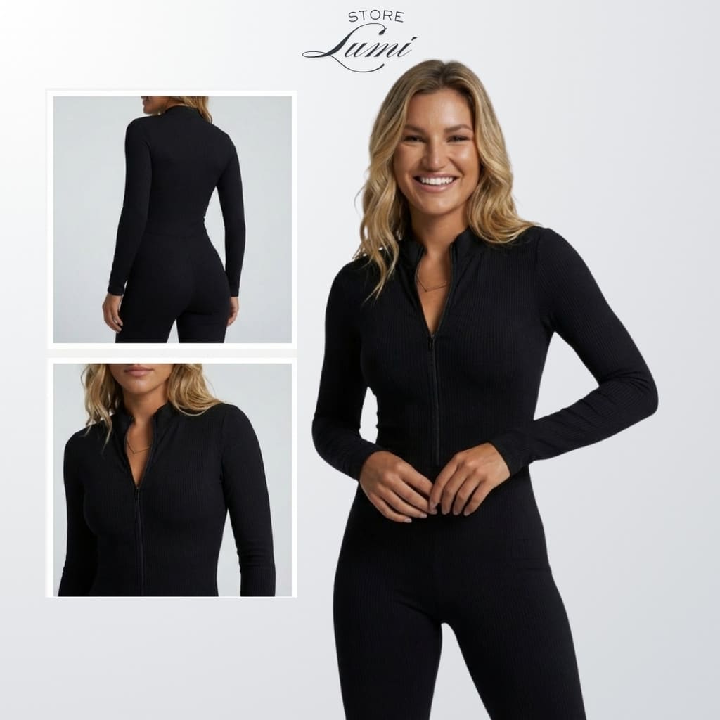 Macacão longo feminino Canelado Virgínia Premium