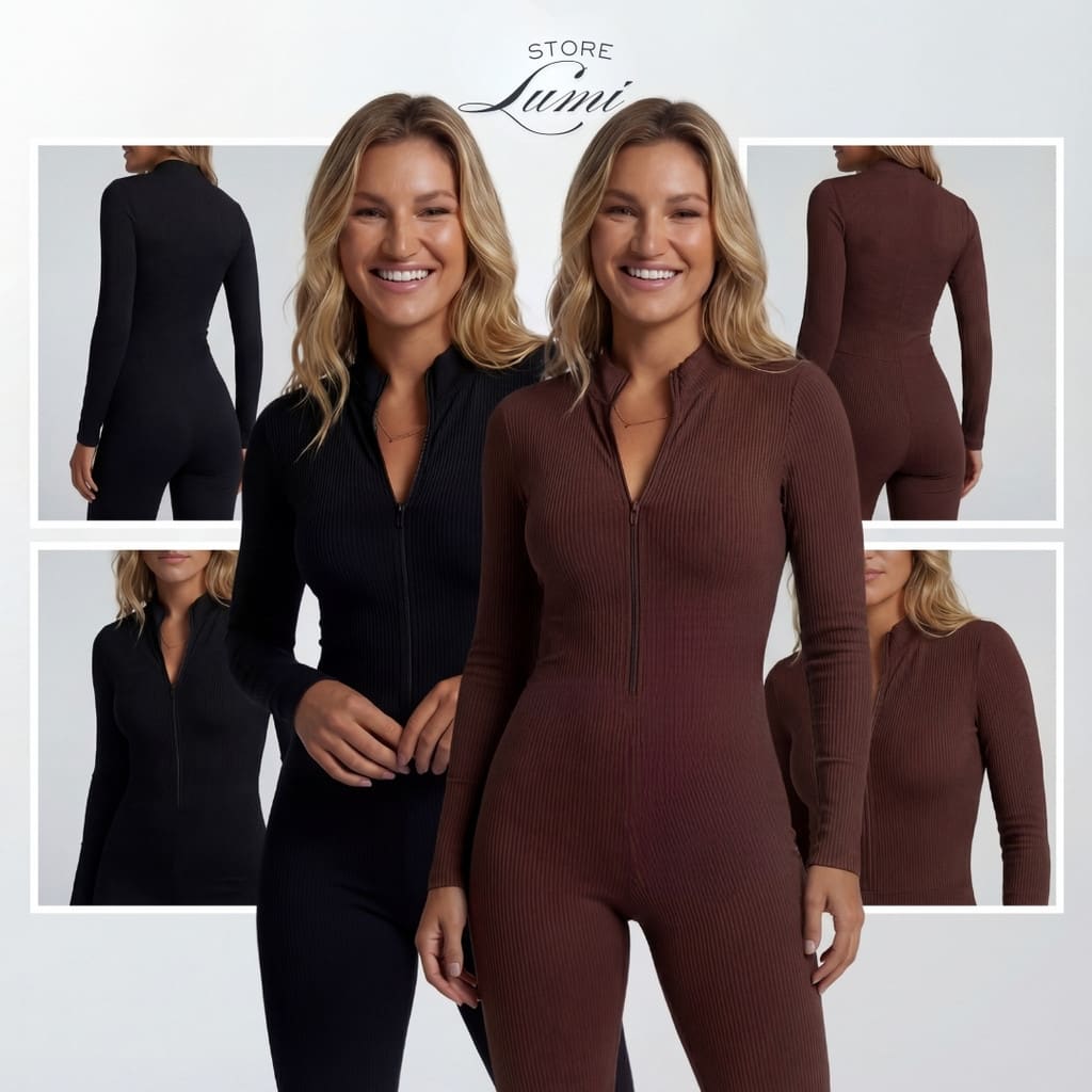 Macacão longo feminino Canelado Virgínia Premium